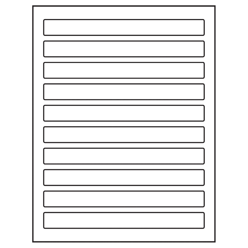 7.5" x 0.75" White Rectangular Sheet Labels