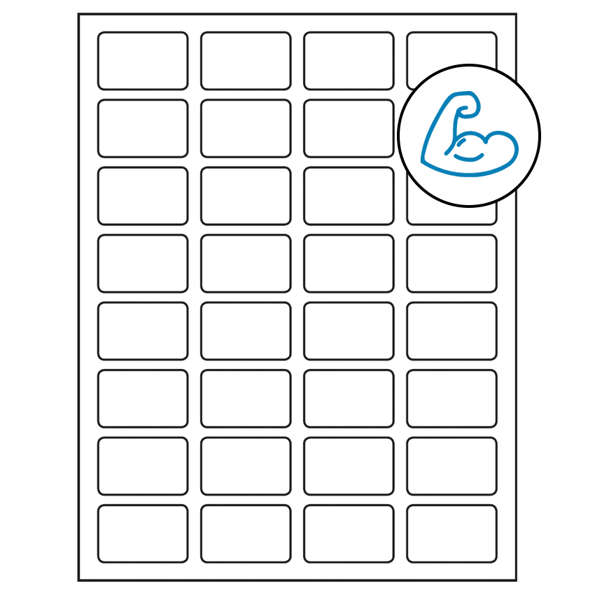 1.75" x 1.125" White Rectangular Sheet Labels - Ultra Aggressive Adhesive