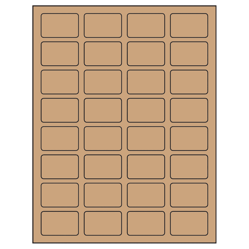 1.75" x 1.125" Brown Kraft Rectangular Sheet Labels