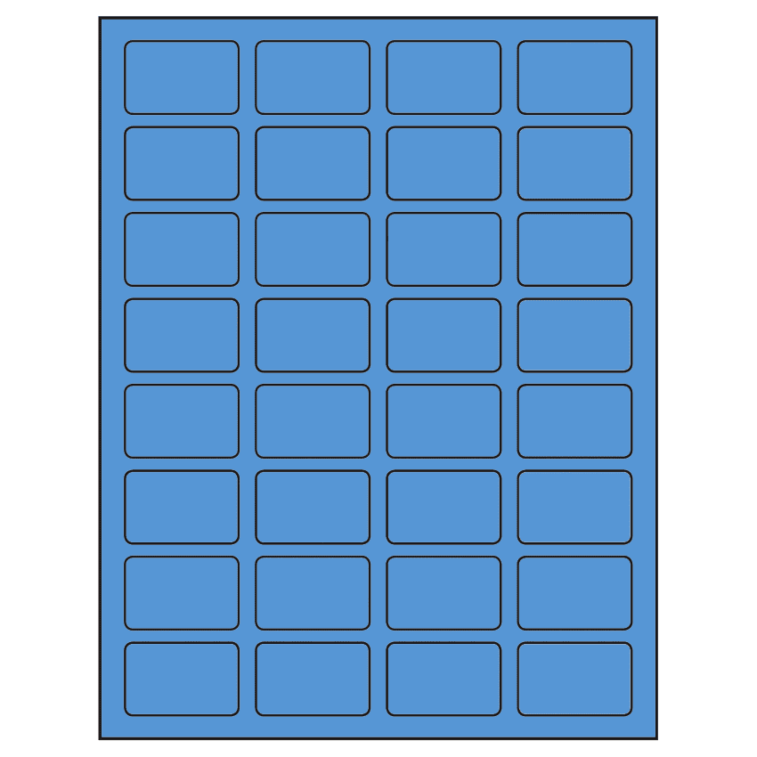 1.75" x 1.125" Fluorescent Blue Rectangular Sheet Labels