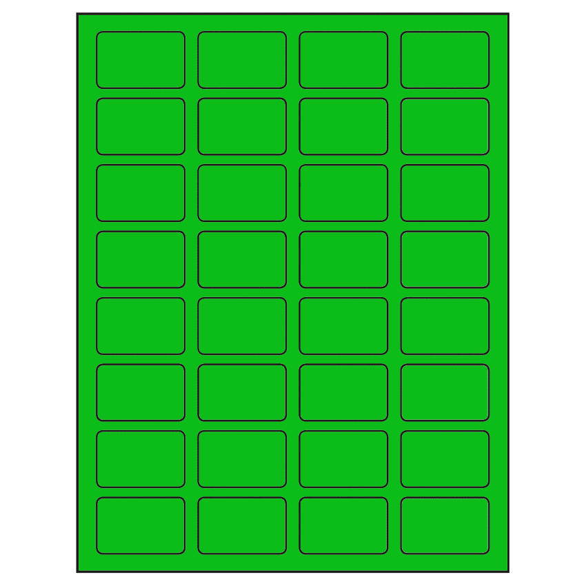 1.75" x 1.125" Fluorescent Green Rectangular Sheet Labels