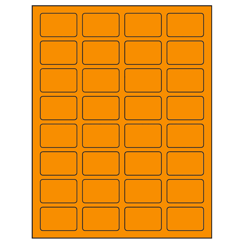 1.75" x 1.125" Fluorescent Orange Rectangular Sheet Labels