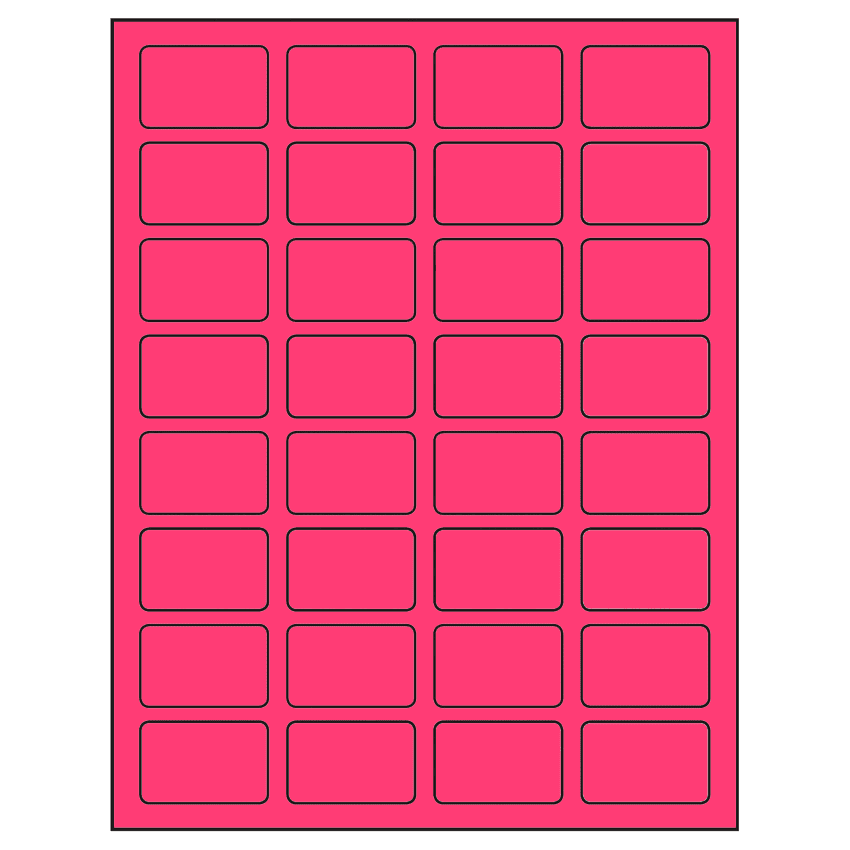 1.75" x 1.125" Fluorescent Pink Rectangular Sheet Labels