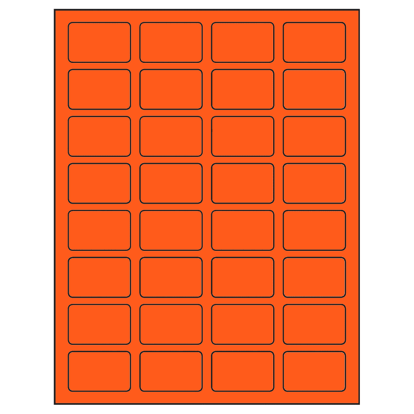 1.75" x 1.125" Fluorescent Red Rectangular Sheet Labels