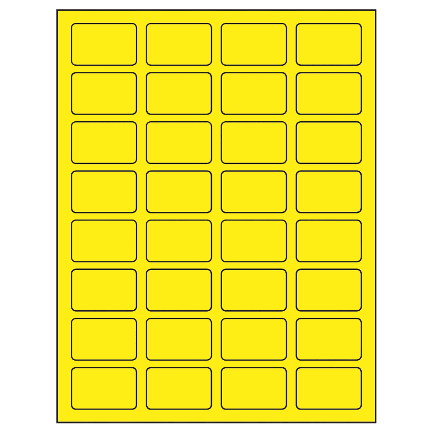 1.75" x 1.125" Fluorescent Yellow Rectangular Sheet Labels