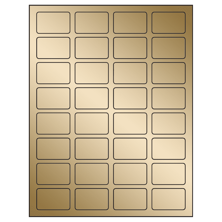 1.75" x 1.125" Gold Foil Rectangular Sheet Labels