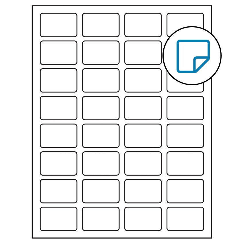 1.75" x 1.125" White Rectangular Sheet Labels - Removable Adhesive