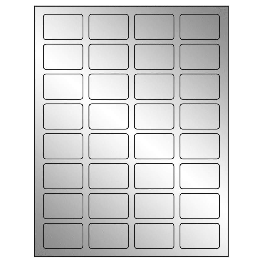 1.75" x 1.125" Silver Foil Rectangular Sheet Labels