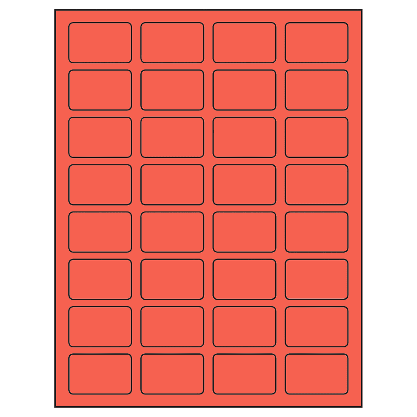 1.75" x 1.125" Red Rectangular Sheet Labels