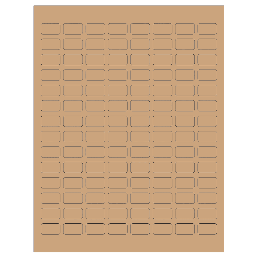0.875" x 0.5" Brown Kraft Rectangular Sheet Labels