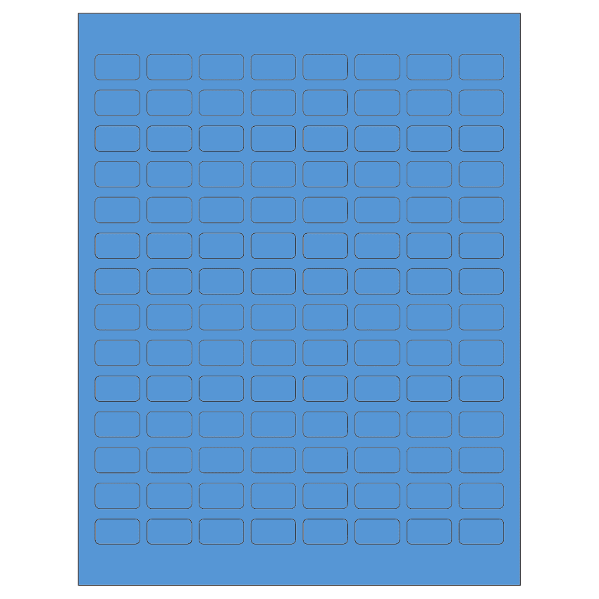 0.875" x 0.5" Fluorescent Blue Rectangular Sheet Labels