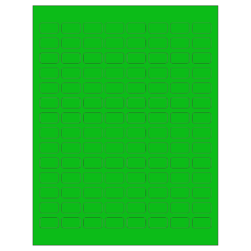 0.875" x 0.5" Fluorescent Green Rectangular Sheet Labels