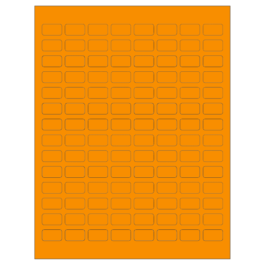 0.875" x 0.5" Fluorescent Orange Rectangular Sheet Labels