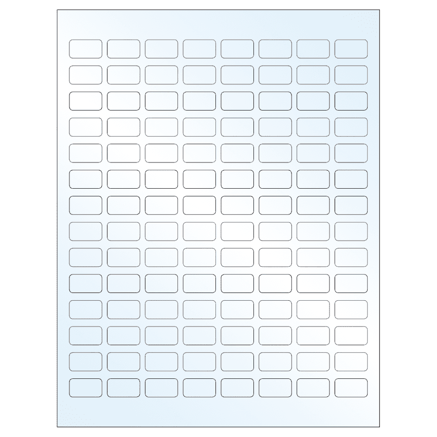 0.875" x 0.5" White Mid Gloss Rectangular Sheet Labels