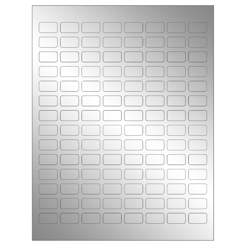 0.875" x 0.5" Silver Foil Rectangular Sheet Labels