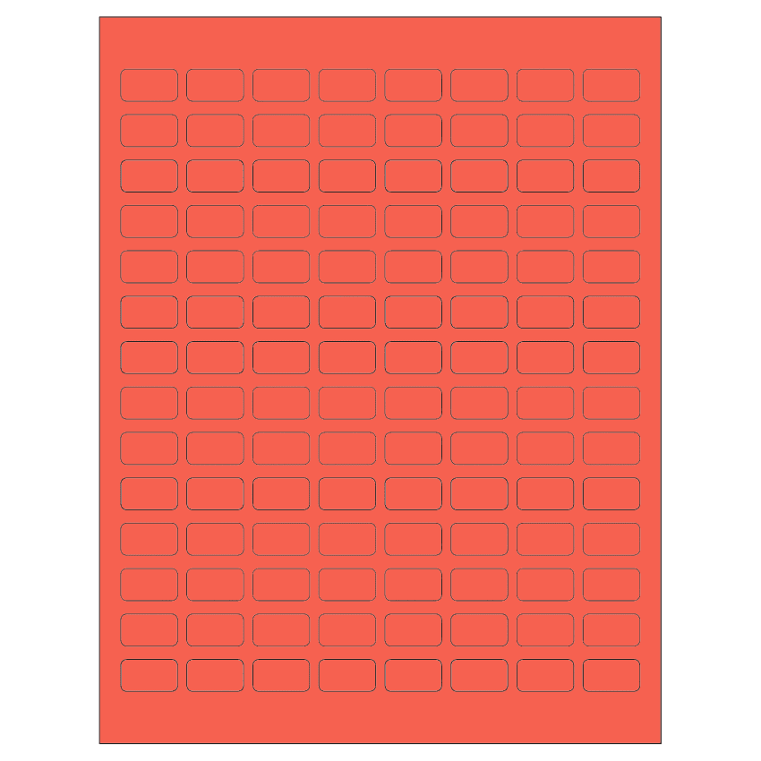0.875" x 0.5" Red Rectangular Sheet Labels