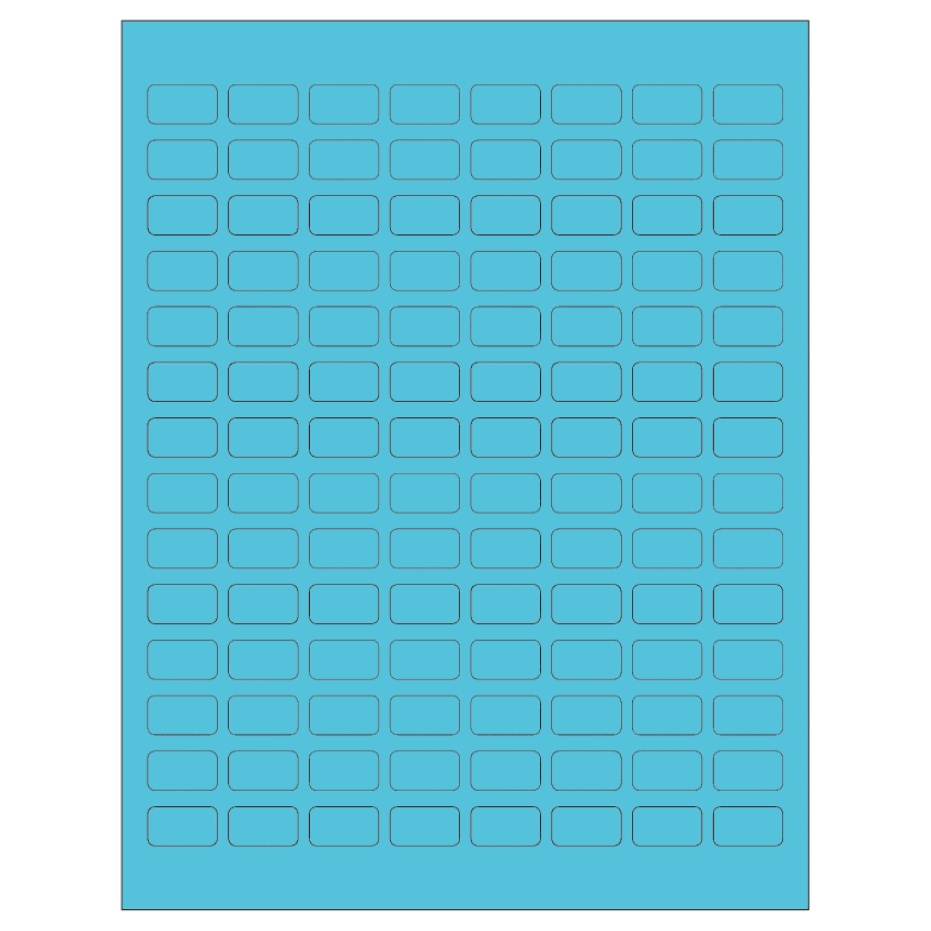 0.875" x 0.5" Turquoise Rectangular Sheet Labels