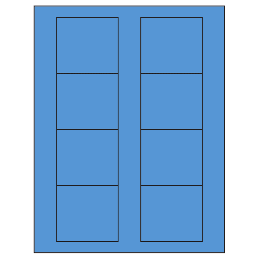 2.75" x 2.5" Fluorescent Blue Rectangular Sheet Labels
