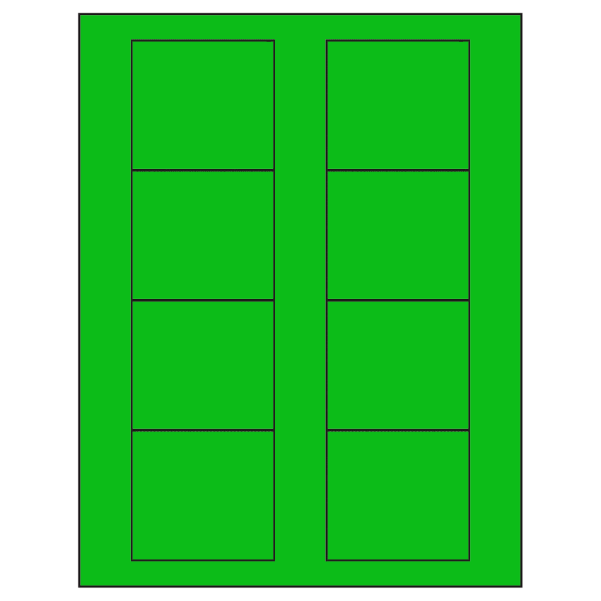 2.75" x 2.5" Fluorescent Green Rectangular Sheet Labels