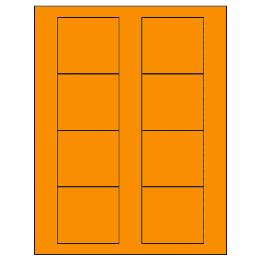 2.75" x 2.5" Fluorescent Orange Rectangular Sheet Labels