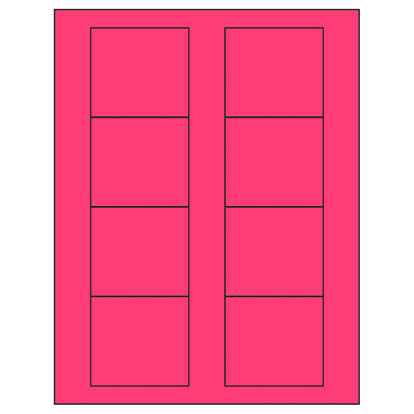 2.75" x 2.5" Fluorescent Pink Rectangular Sheet Labels