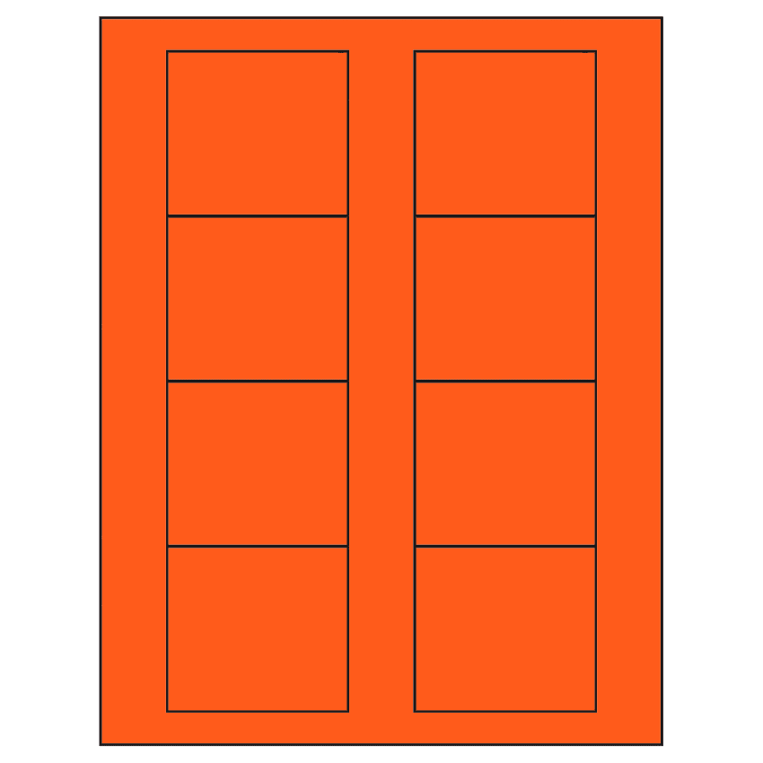 2.75" x 2.5" Fluorescent Red Rectangular Sheet Labels