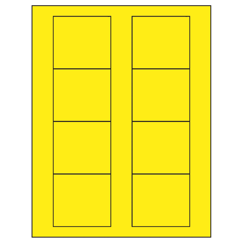 2.75" x 2.5" Fluorescent Yellow Rectangular Sheet Labels