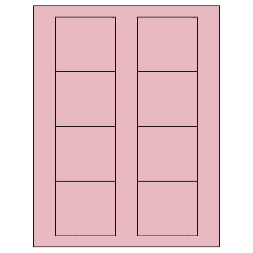 2.75" x 2.5" Pastel Pink Rectangular Sheet Labels