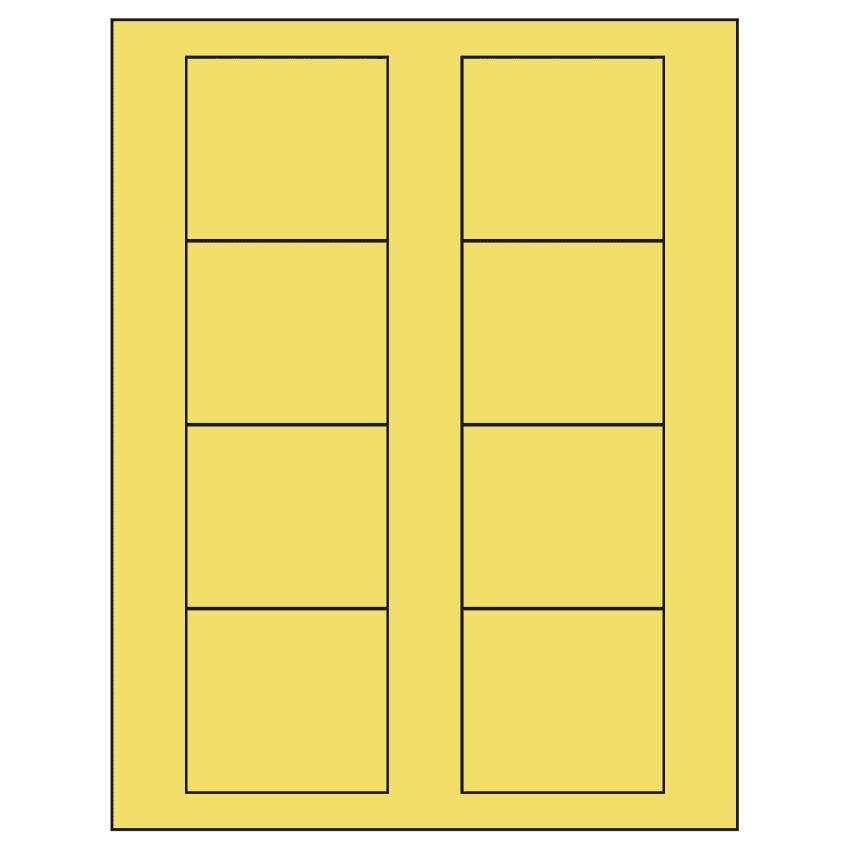 2.75" x 2.5" Pastel Yellow Rectangular Sheet Labels