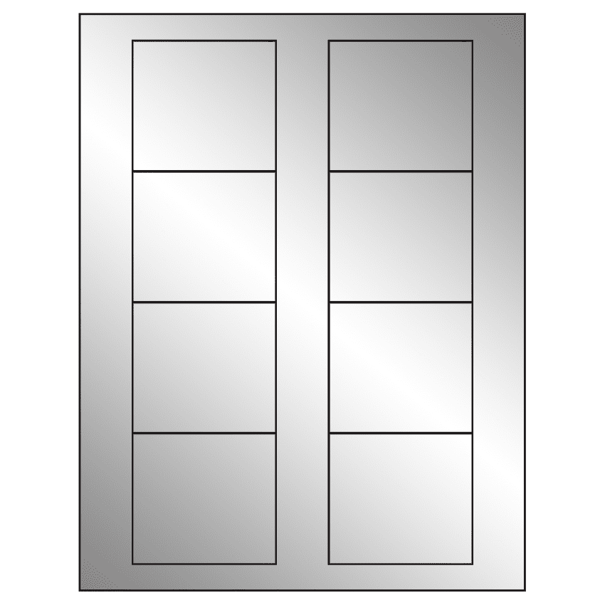 2.75" x 2.5" Silver Foil Rectangular Sheet Labels
