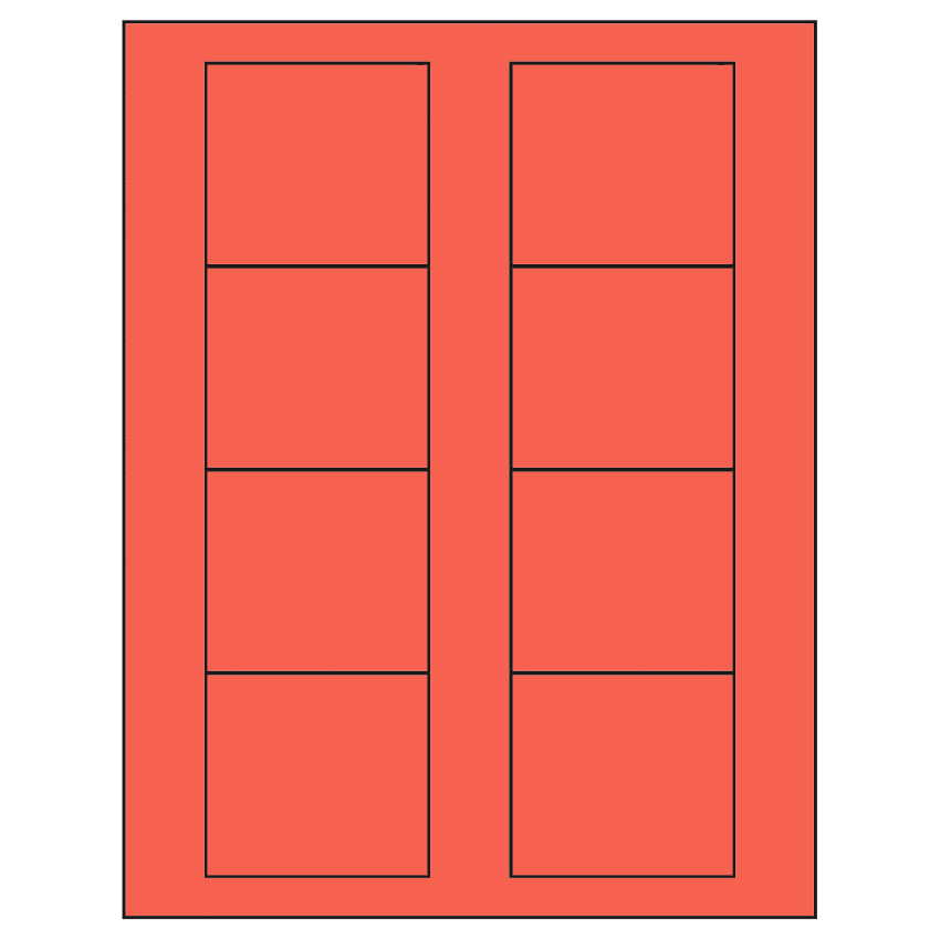 2.75" x 2.5" Red Rectangular Sheet Labels