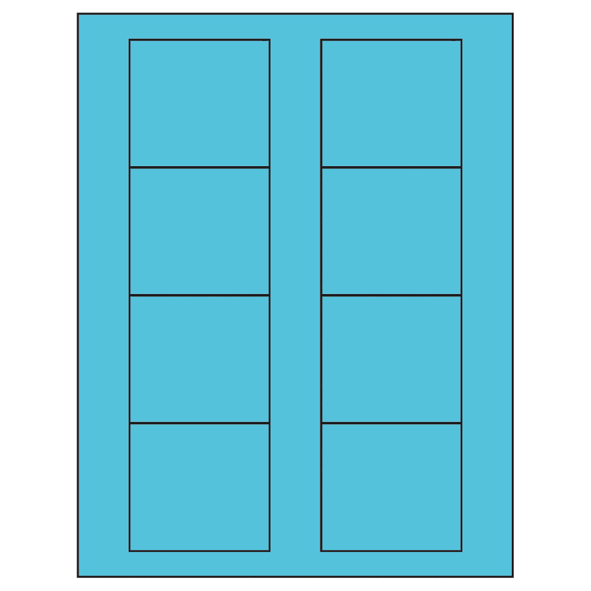 2.75" x 2.5" Turquoise Rectangular Sheet Labels