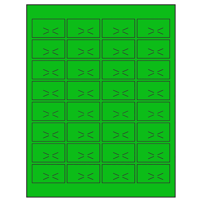 1.875" x 1.0625" Fluorescent Green Rectangular Sheet Labels