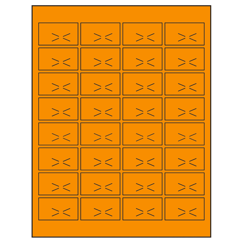 1.875" x 1.0625" Fluorescent Orange Rectangular Sheet Labels