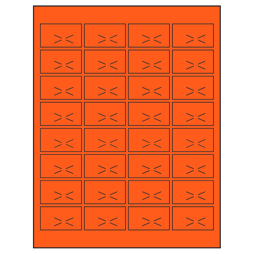 1.875" x 1.0625" Fluorescent Red Rectangular Sheet Labels