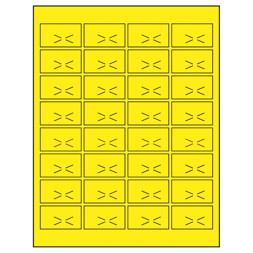 1.875" x 1.0625" Fluorescent Yellow Rectangular Sheet Labels