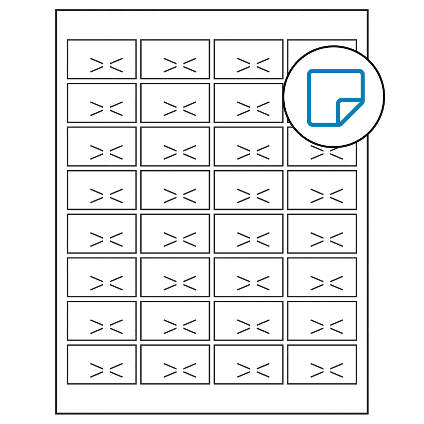 1.875" x 1.0625" White Rectangular Sheet Labels - Removable Adhesive