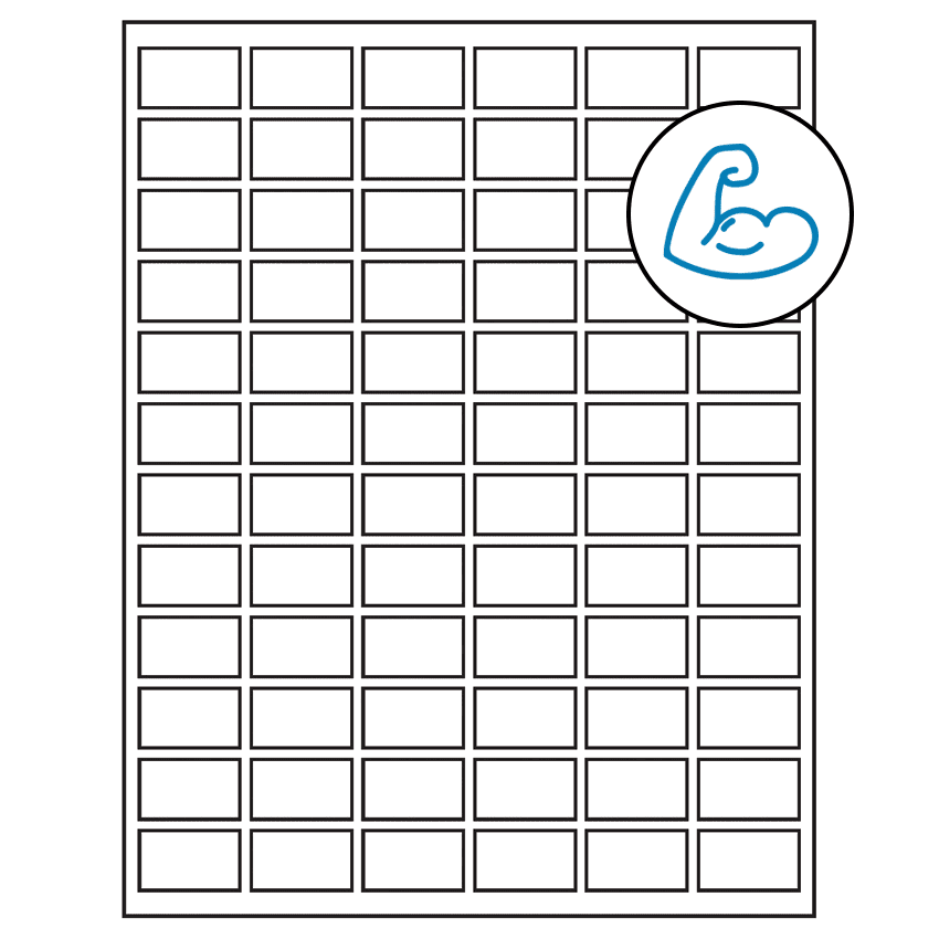1.25" x 0.75" White Rectangular Sheet Labels - Ultra Aggressive Adhesive