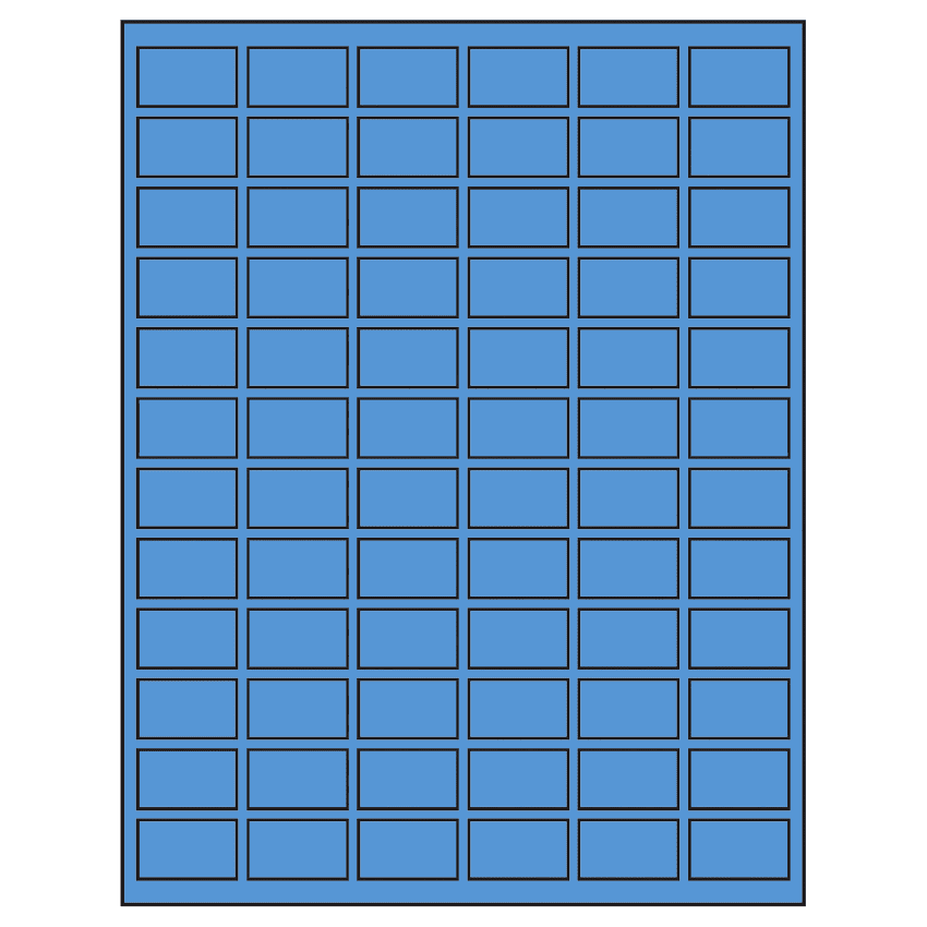 1.25" x 0.75" Fluorescent Blue Rectangular Sheet Labels