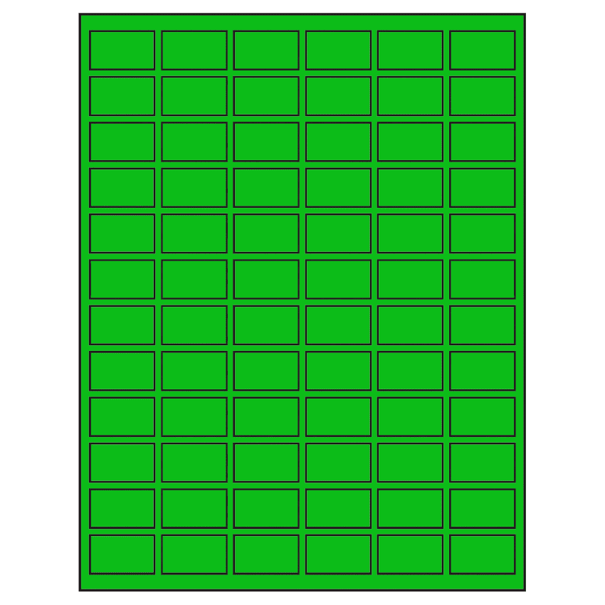 1.25" x 0.75" Fluorescent Green Rectangular Sheet Labels