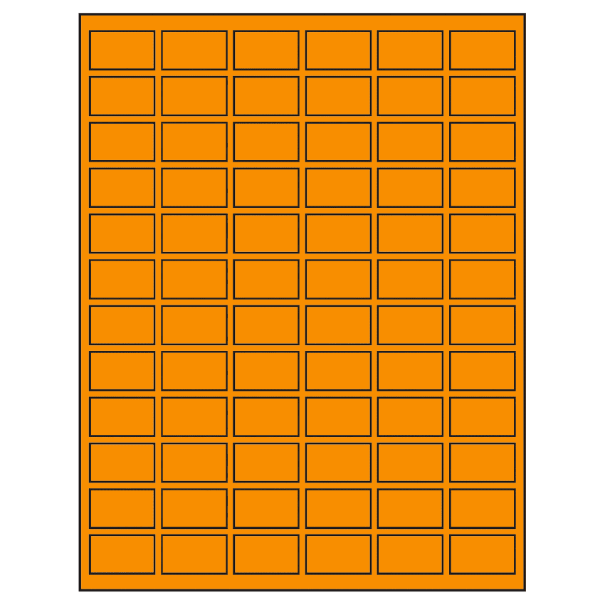 1.25" x 0.75" Fluorescent Orange Rectangular Sheet Labels