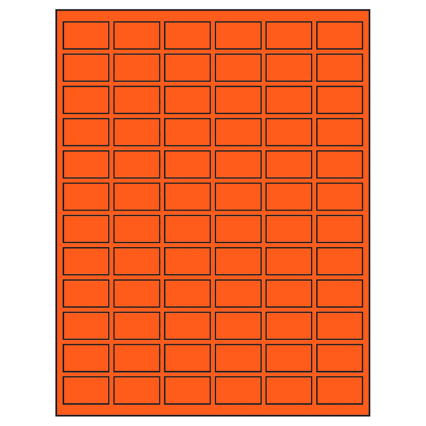 1.25" x 0.75" Fluorescent Red Rectangular Sheet Labels