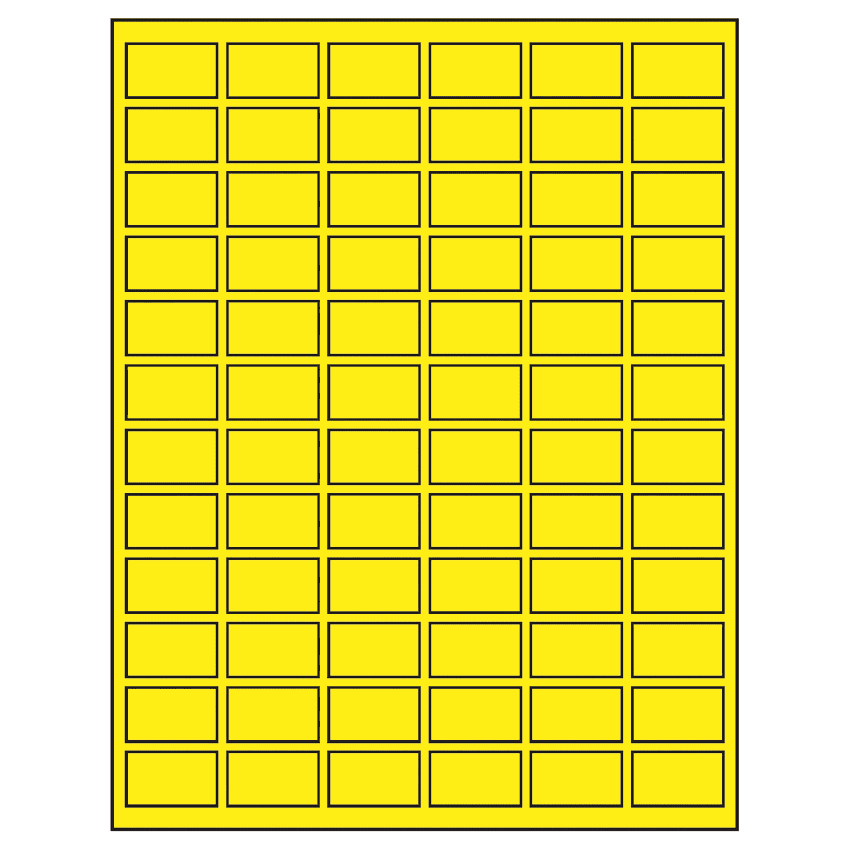 1.25" x 0.75" Fluorescent Yellow Rectangular Sheet Labels