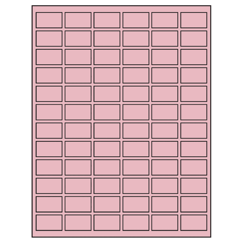 1.25" x 0.75" Pastel Pink Rectangular Sheet Labels