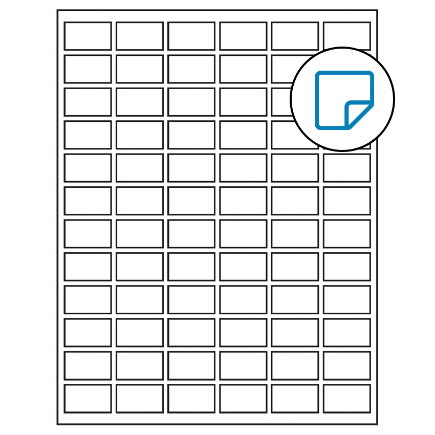 1.25" x 0.75" White Rectangular Sheet Labels - Removable Adhesive