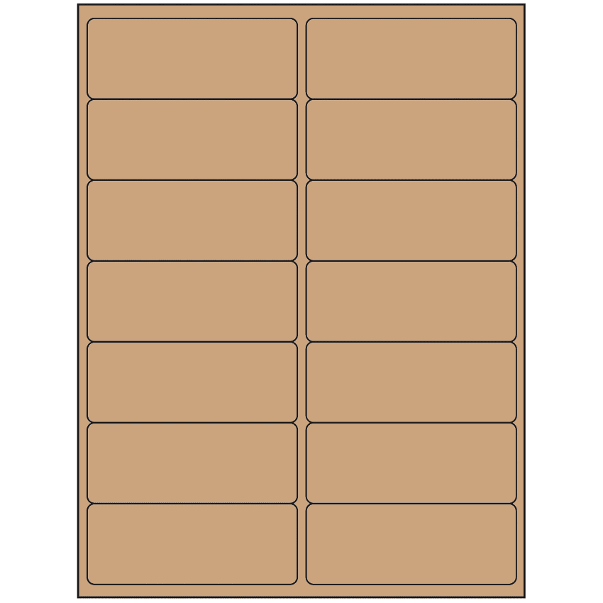 4" x 1.4375" Brown Kraft Rectangular Sheet Labels