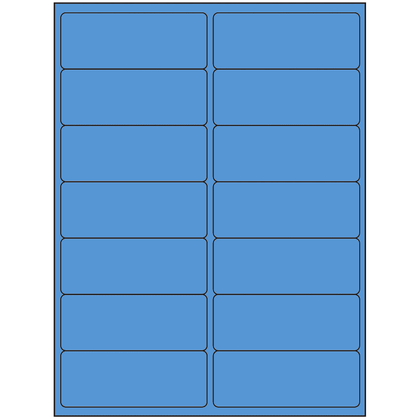 4" x 1.4375" Fluorescent Blue Rectangular Sheet Labels