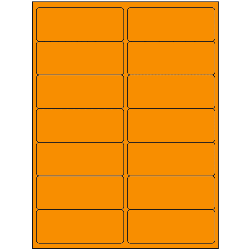 4" x 1.4375" Fluorescent Orange Rectangular Sheet Labels