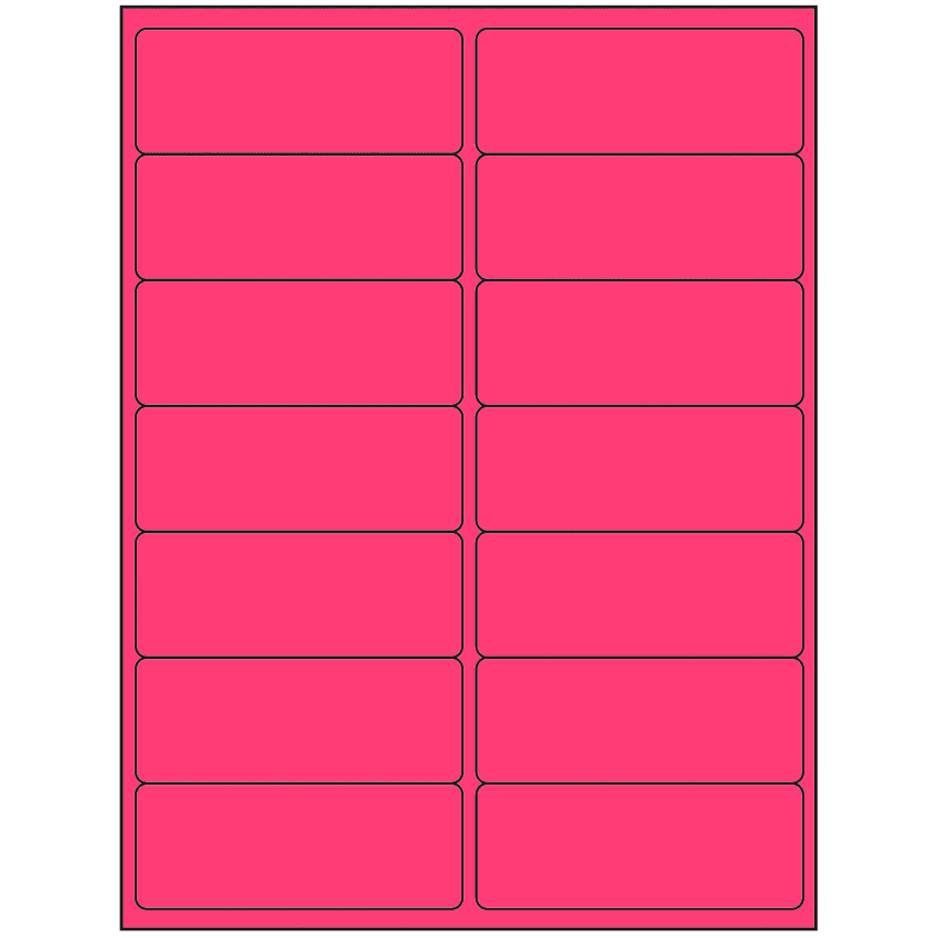 4" x 1.4375" Fluorescent Pink Rectangular Sheet Labels