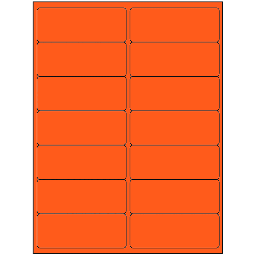 4" x 1.4375" Fluorescent Red Rectangular Sheet Labels